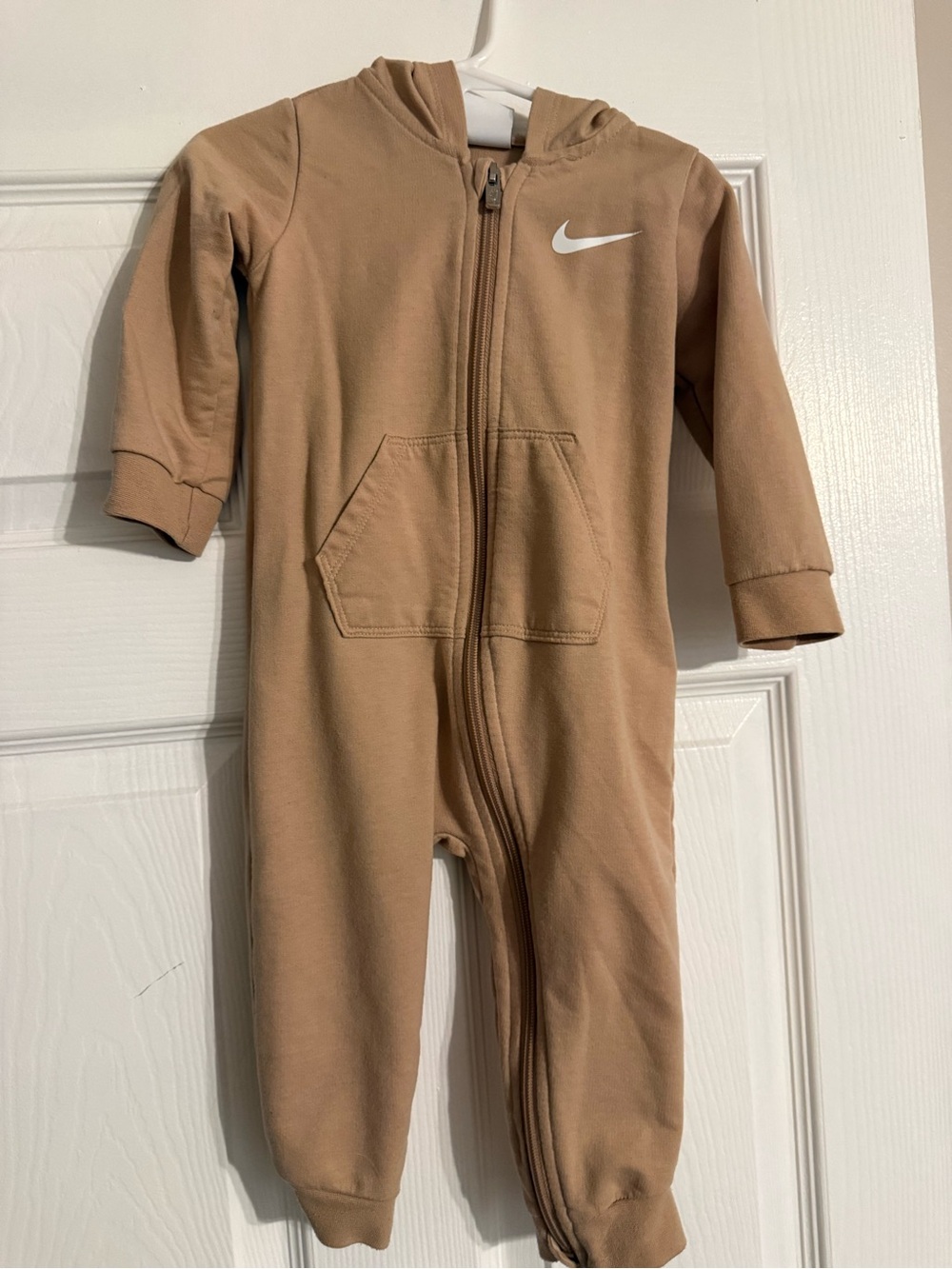 Nike Kids Tan Hooded Zip One-Piece Romper